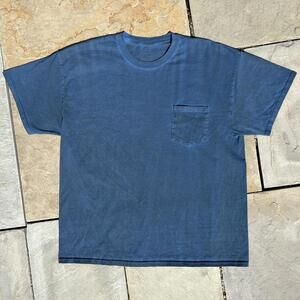 Vintage 90s Garment Overdyed Black Blue Pocket T-Shirt